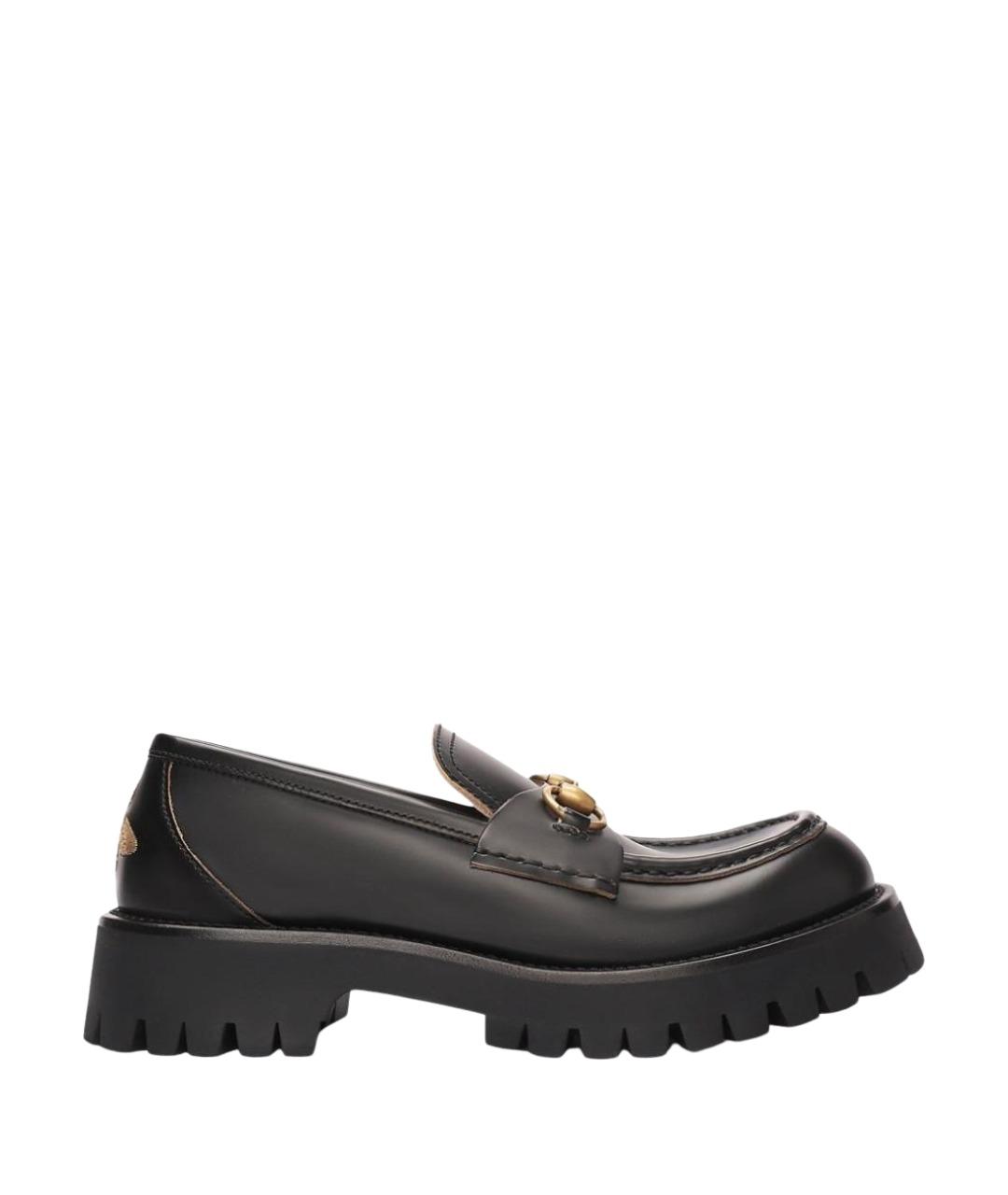GUCCI Черные кожаные лоферы, фото 1