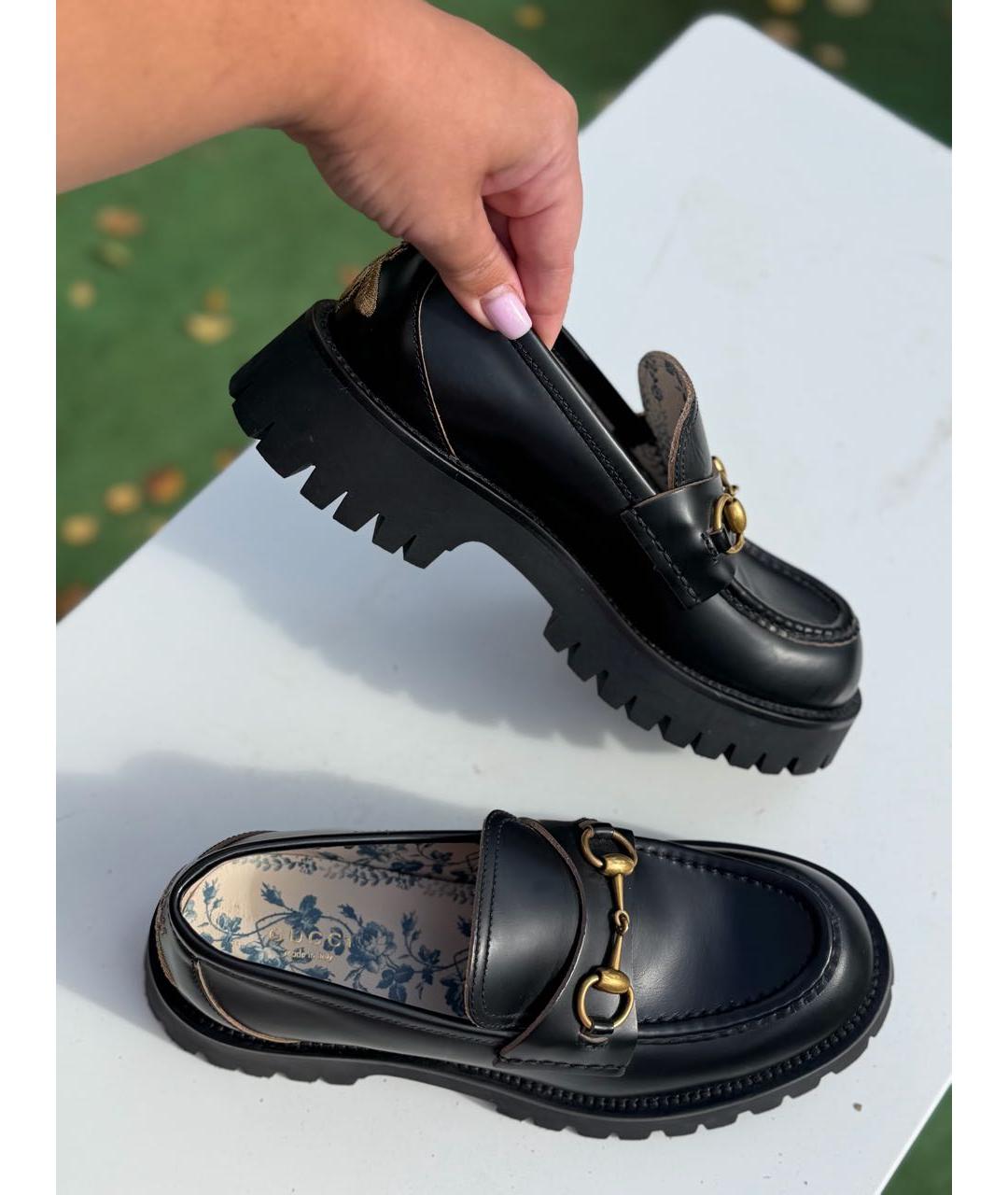 GUCCI Черные кожаные лоферы, фото 6
