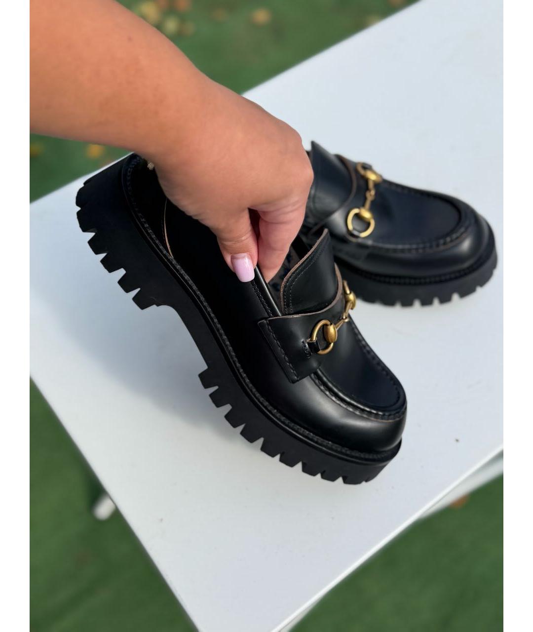 GUCCI Черные кожаные лоферы, фото 5