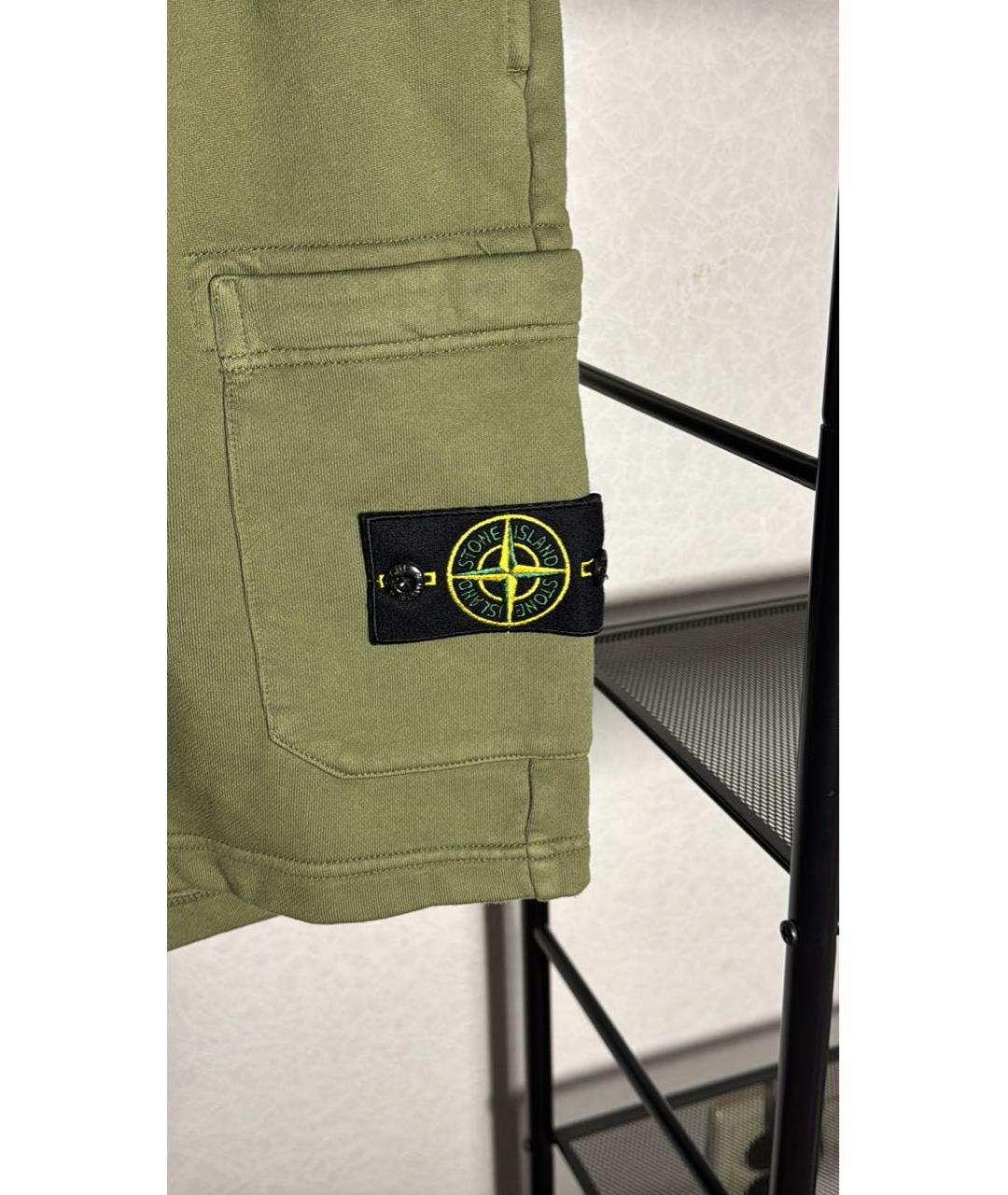 STONE ISLAND Зеленые хлопковые шорты, фото 3