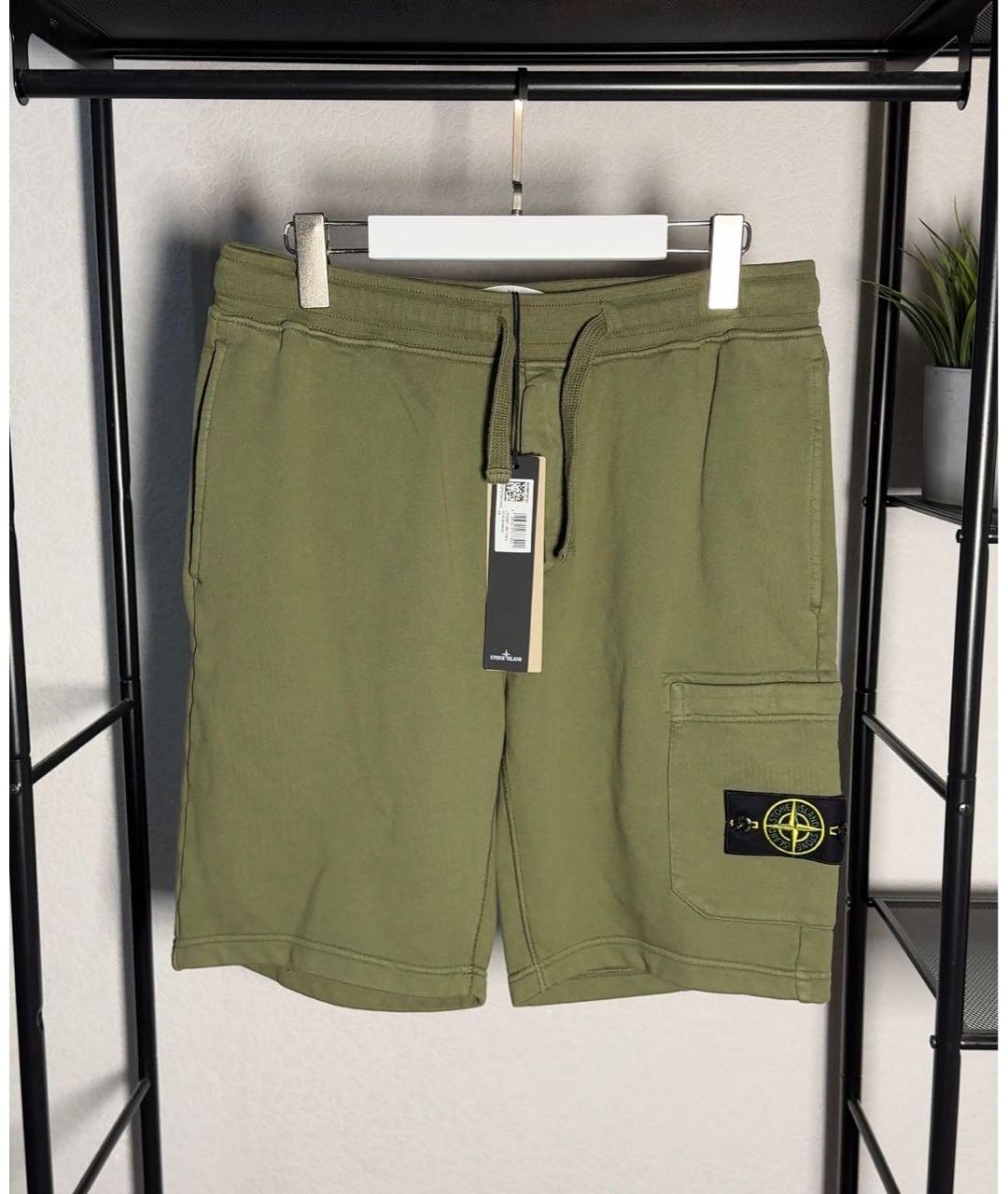 STONE ISLAND Зеленые хлопковые шорты, фото 5