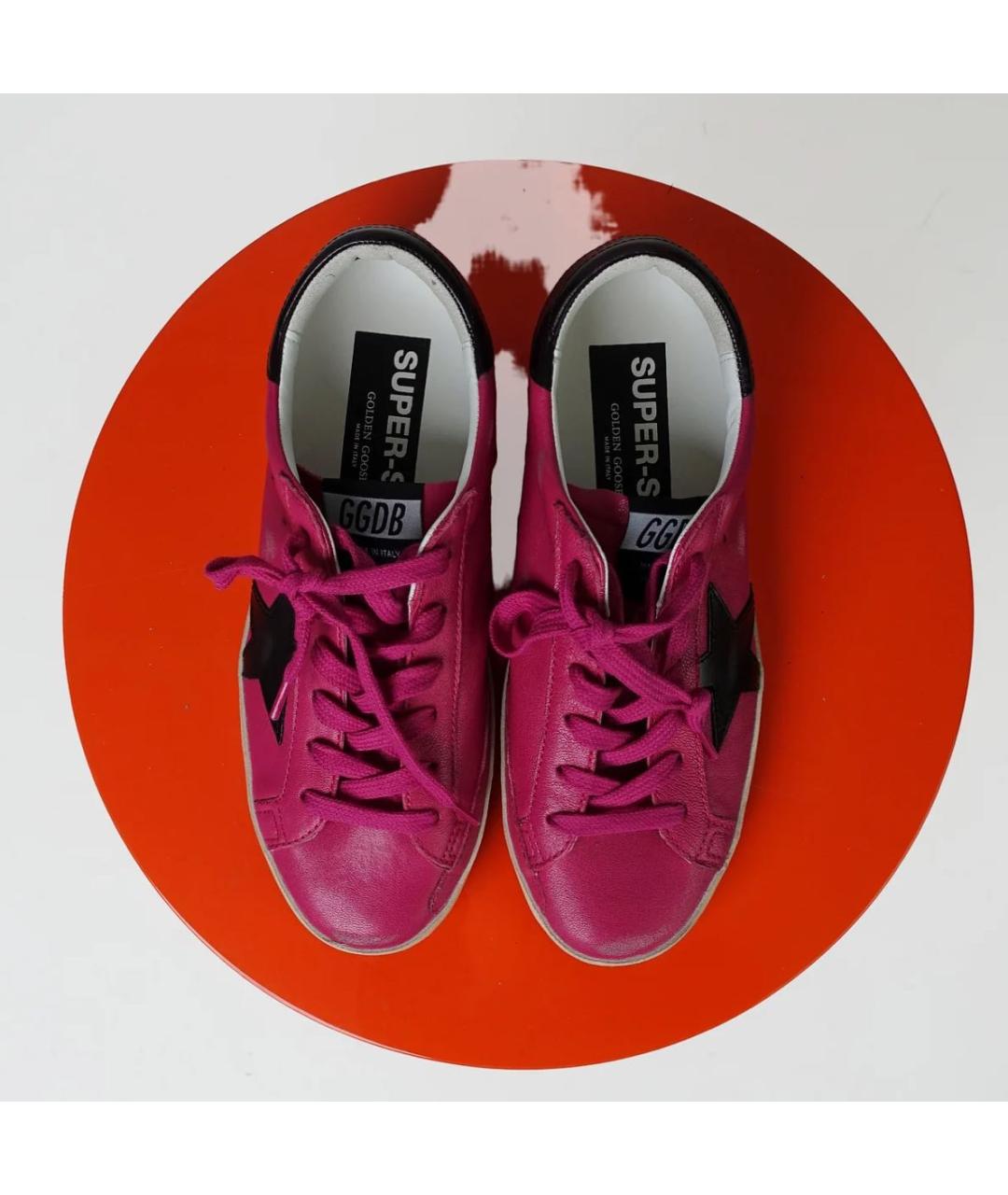 GOLDEN GOOSE Фуксия кожаные кеды, фото 4