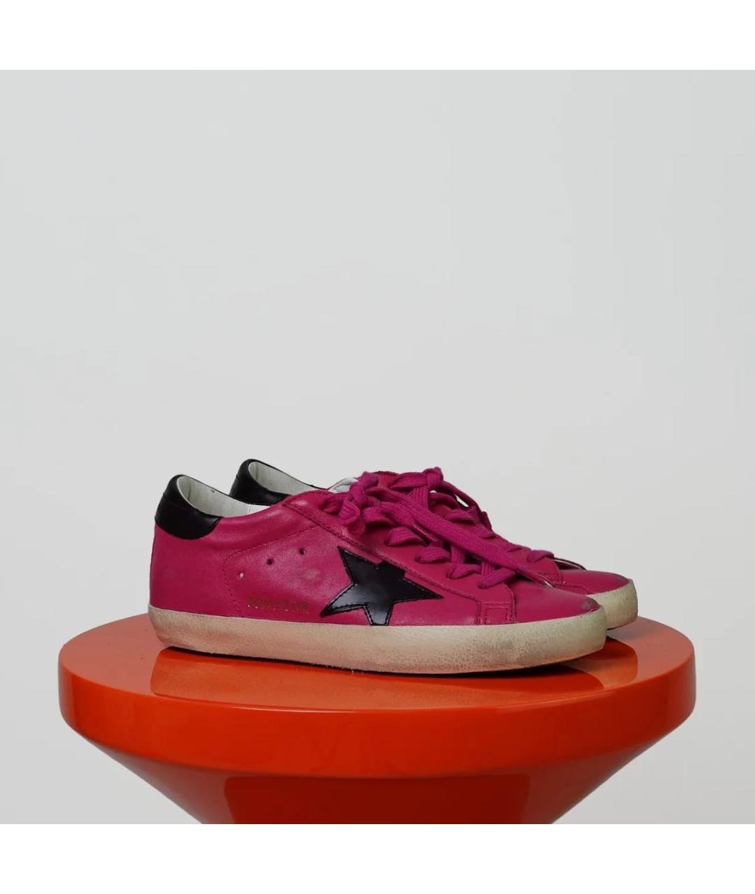 GOLDEN GOOSE Фуксия кожаные кеды, фото 2