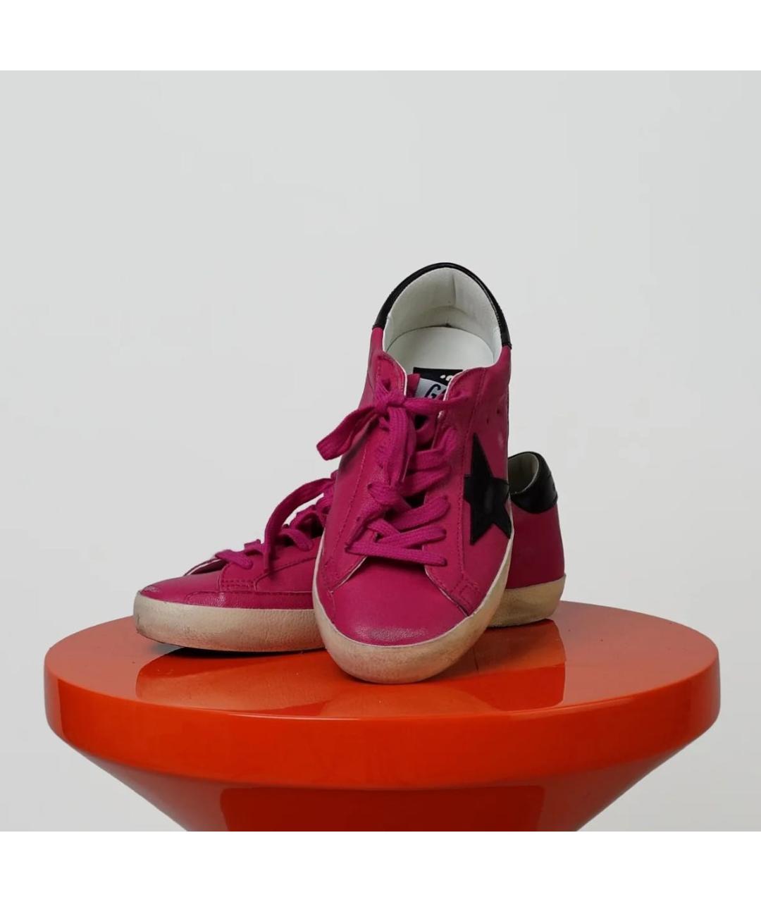 GOLDEN GOOSE Фуксия кожаные кеды, фото 3