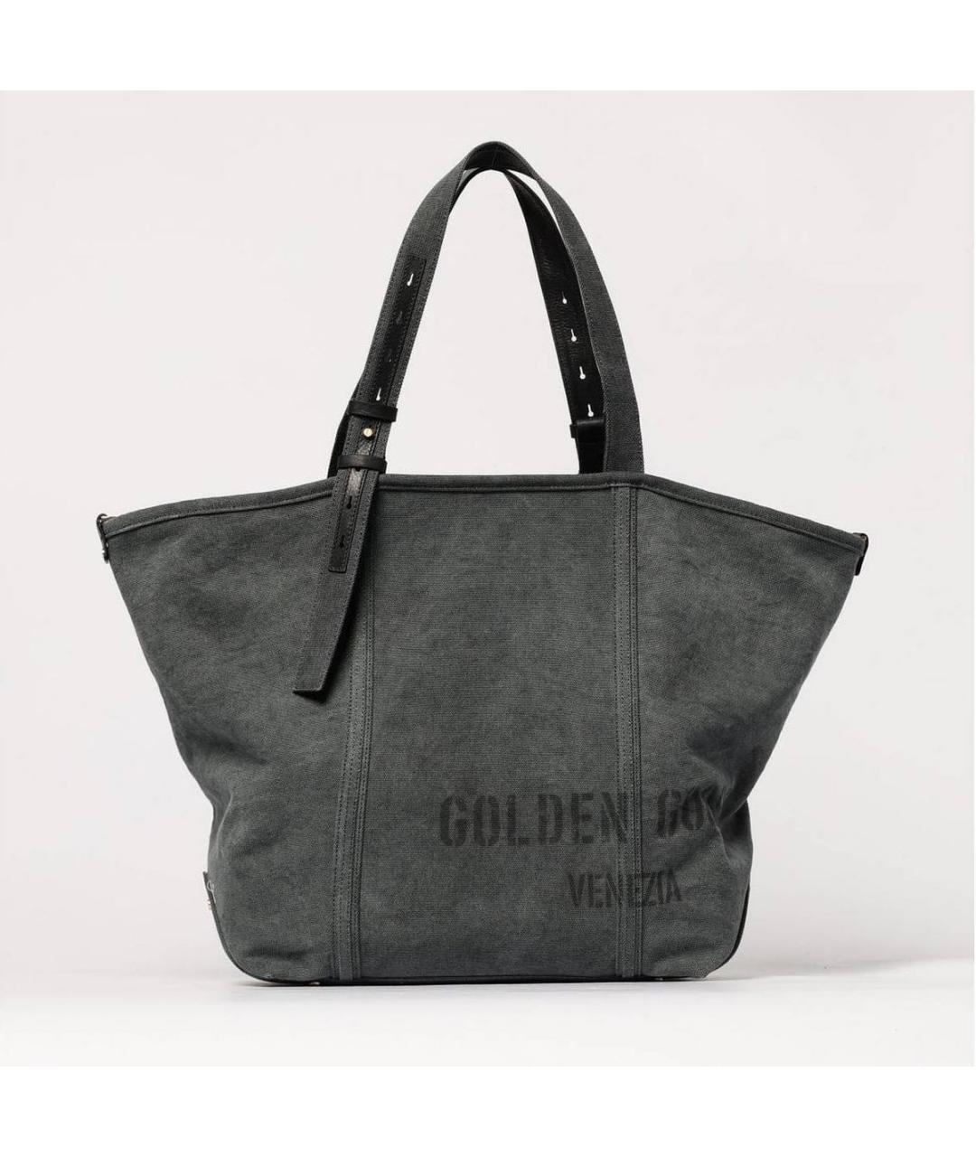 GOLDEN GOOSE Антрацитовая хлопковая сумка тоут, фото 7