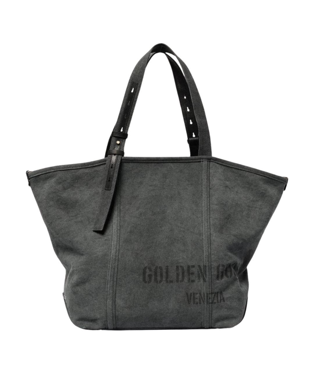 GOLDEN GOOSE Антрацитовая хлопковая сумка тоут, фото 1