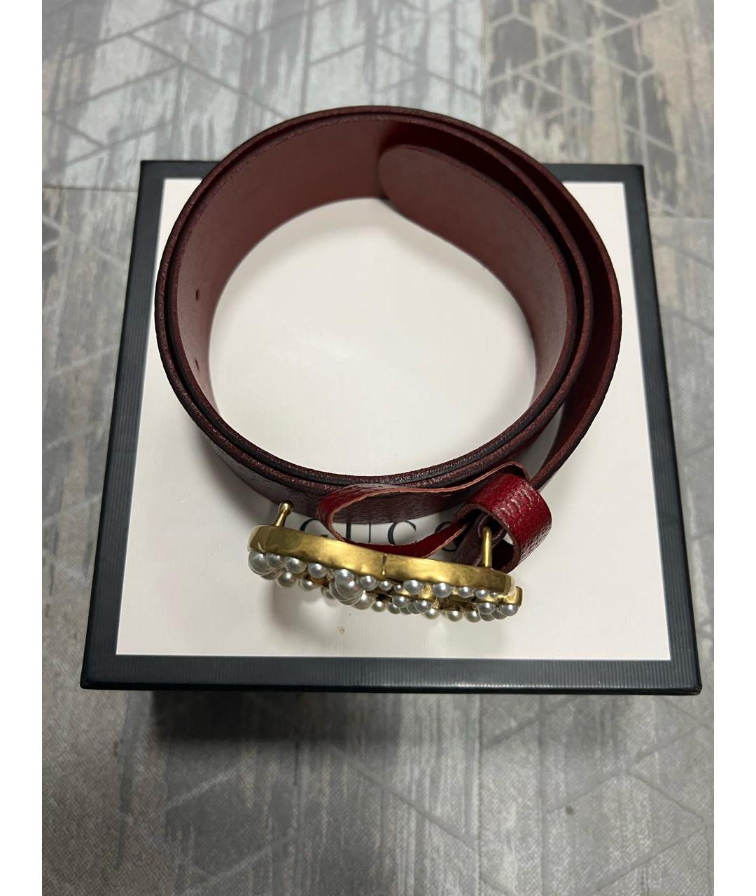 GUCCI Бордовый кожаный ремень, фото 5
