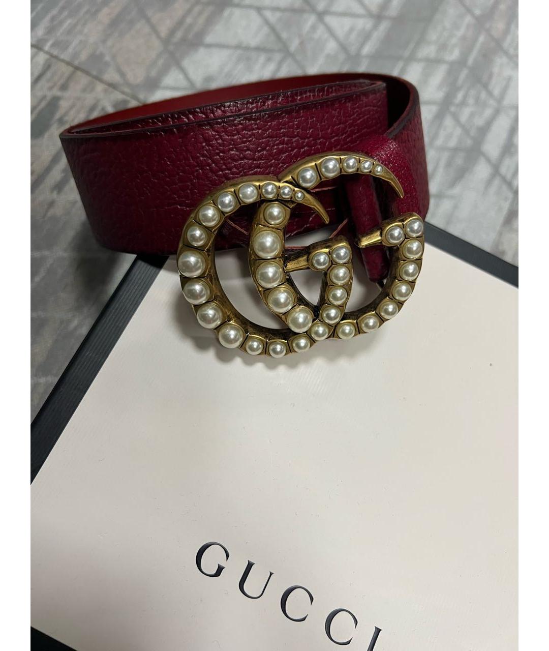 GUCCI Бордовый кожаный ремень, фото 6
