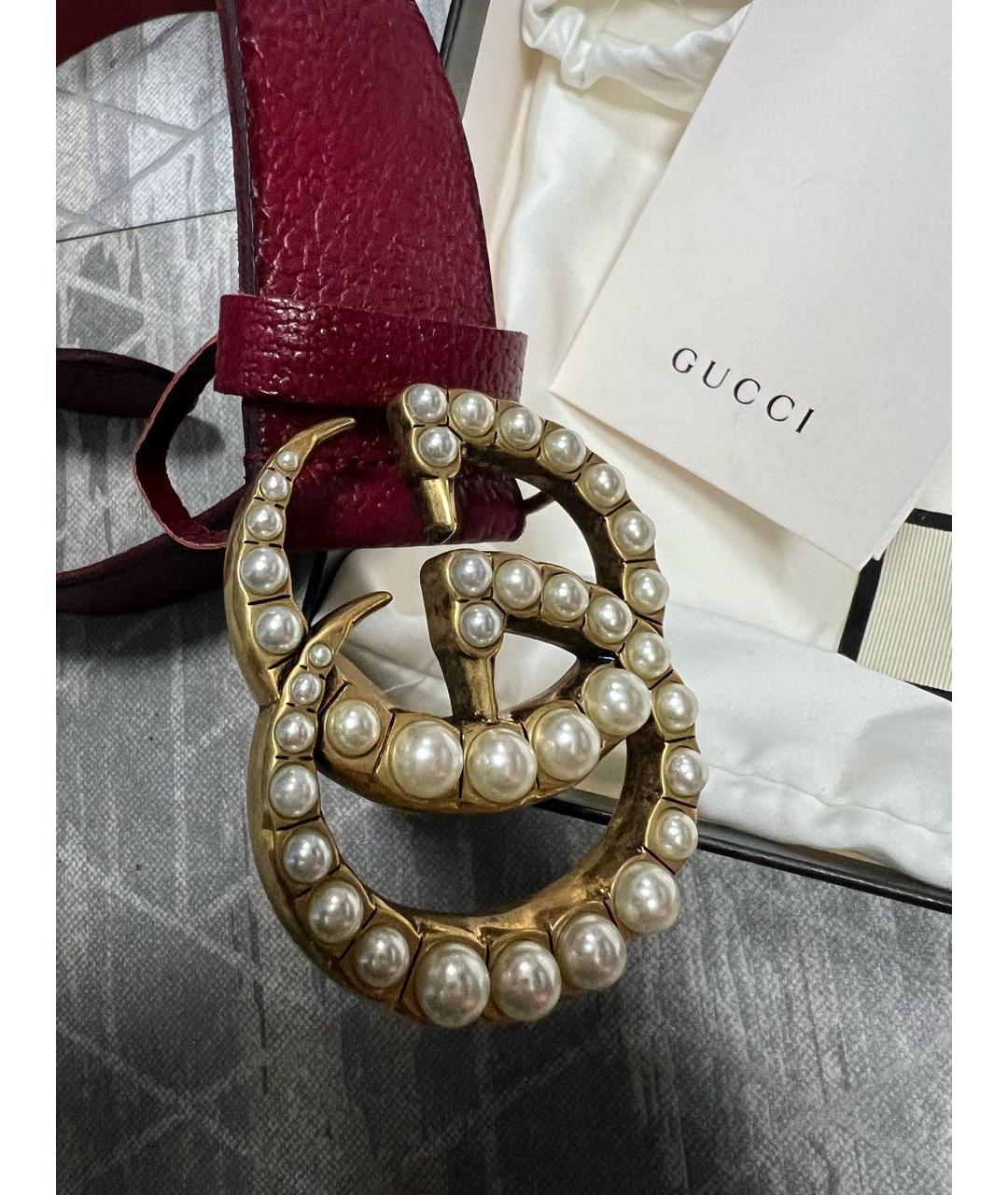 GUCCI Бордовый кожаный ремень, фото 2