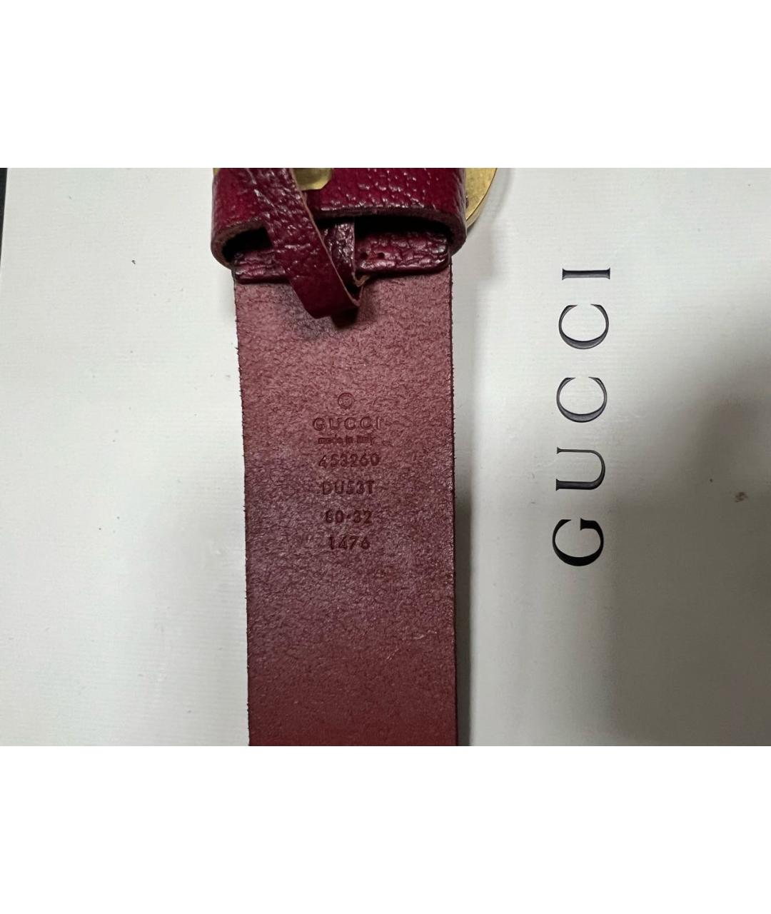 GUCCI Бордовый кожаный ремень, фото 3