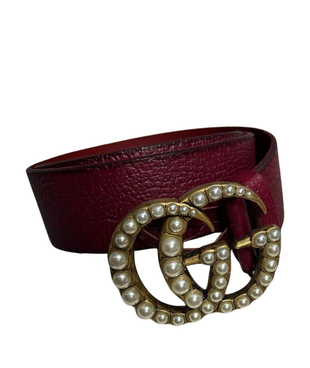 GUCCI Бордовый кожаный ремень, фото 1