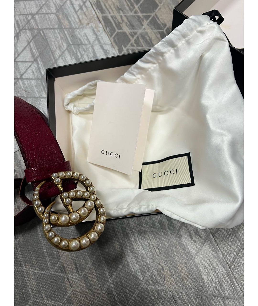 GUCCI Бордовый кожаный ремень, фото 4