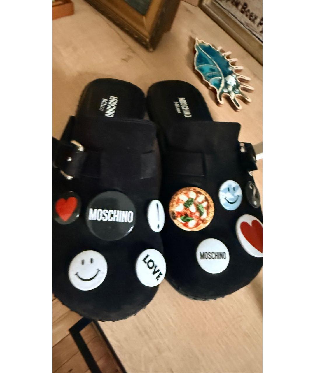 MOSCHINO Черные замшевые сабо, фото 2
