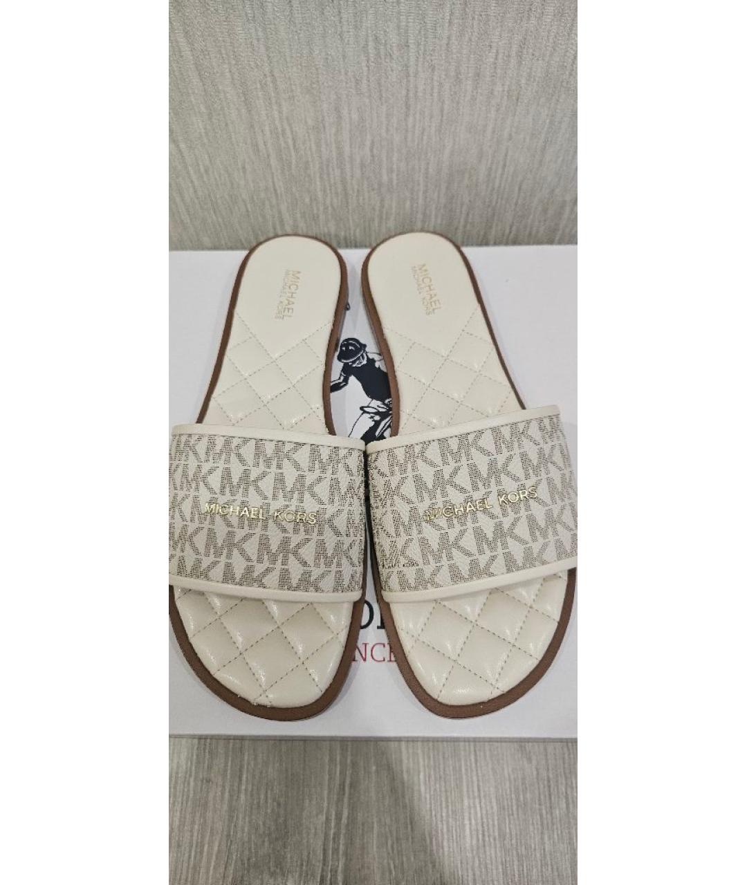 MICHAEL MICHAEL KORS Бежевые мюли из искусственной кожи, фото 2