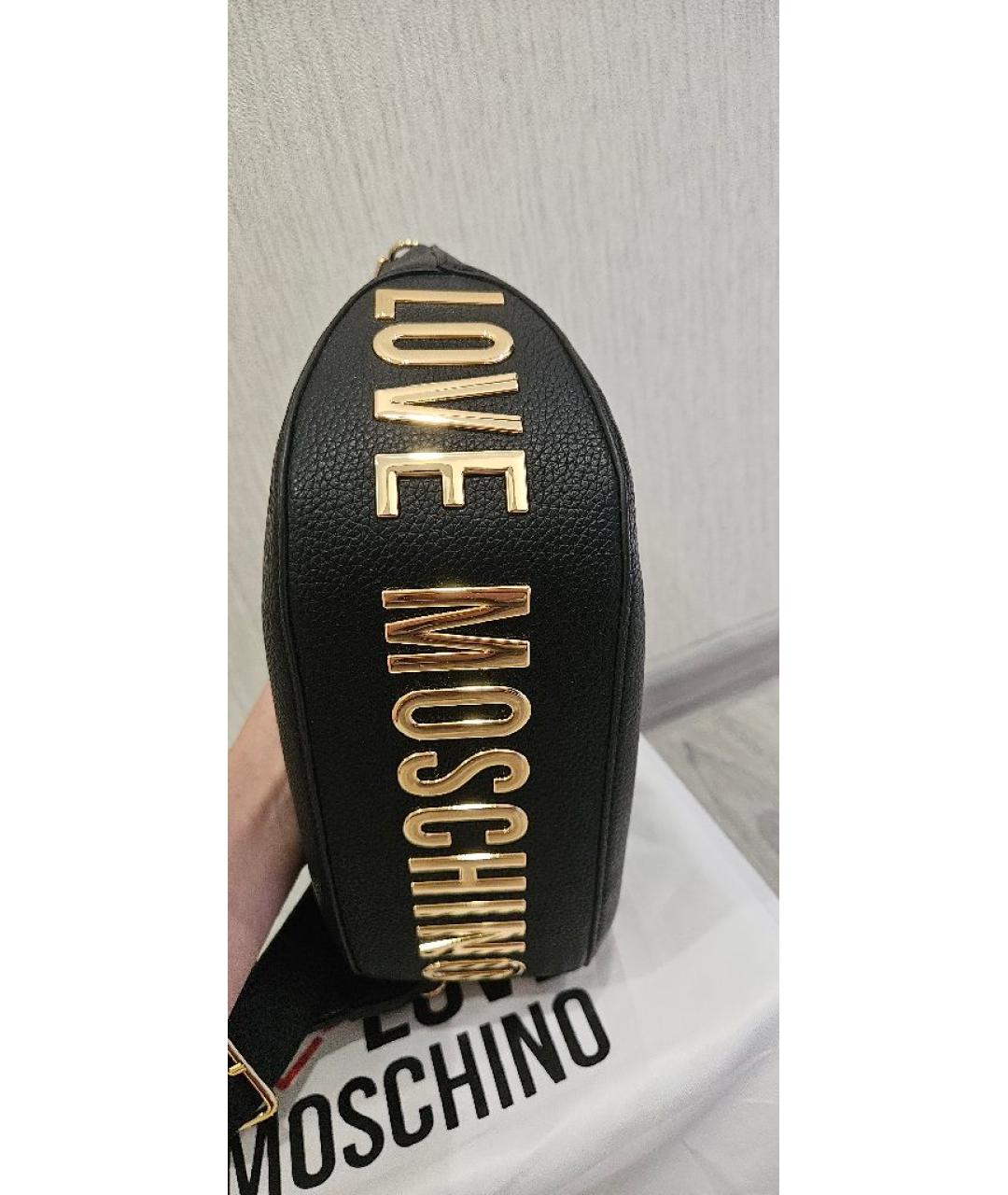 LOVE MOSCHINO Черная кожаная сумка через плечо, фото 7