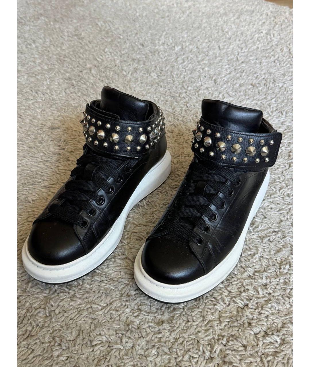 ALEXANDER MCQUEEN Черные кожаные низкие кроссовки / кеды, фото 2