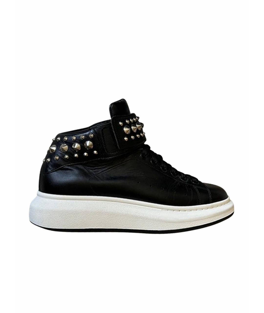 ALEXANDER MCQUEEN Черные кожаные низкие кроссовки / кеды, фото 1