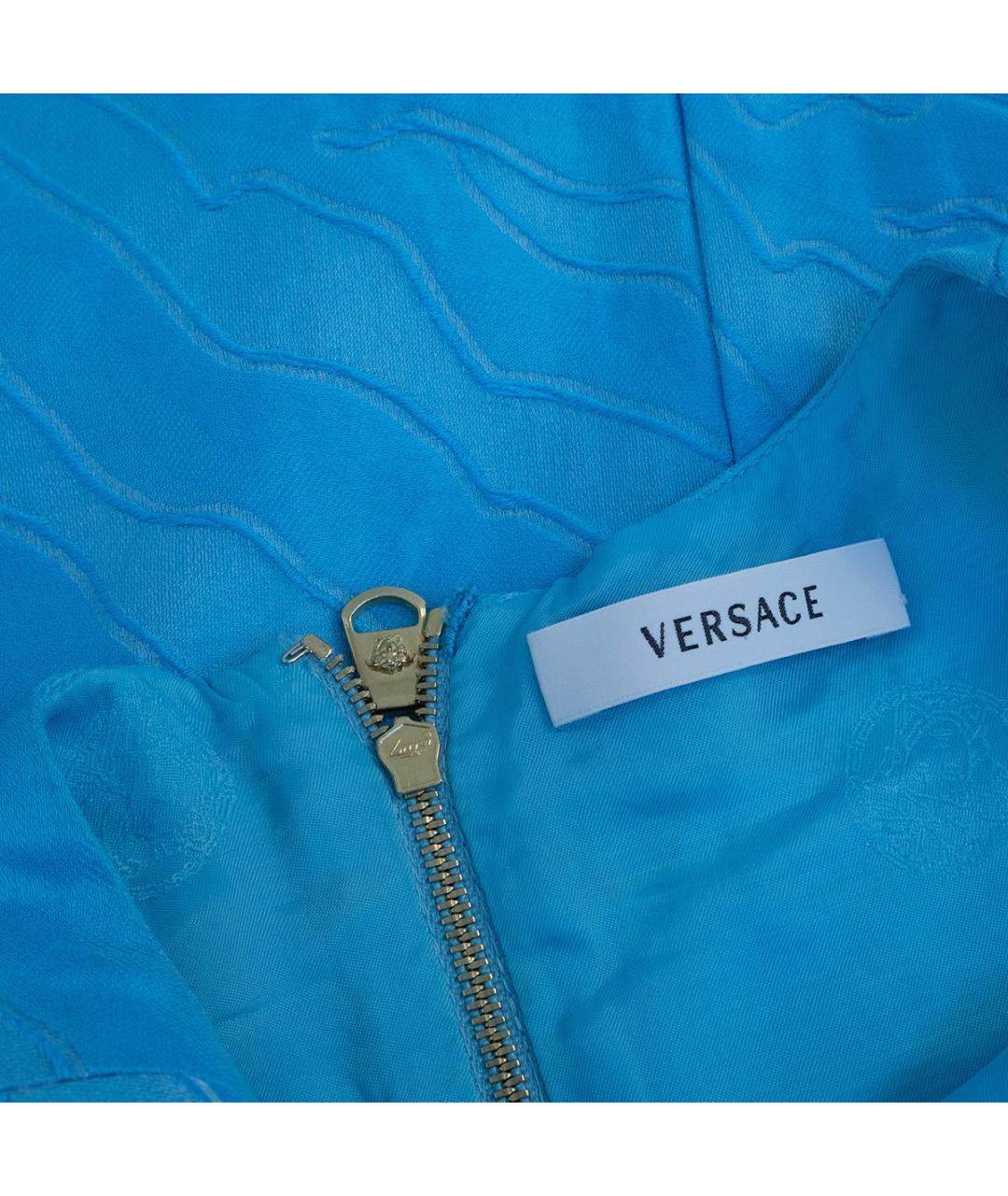 VERSACE Голубое хлопковое повседневное платье, фото 5