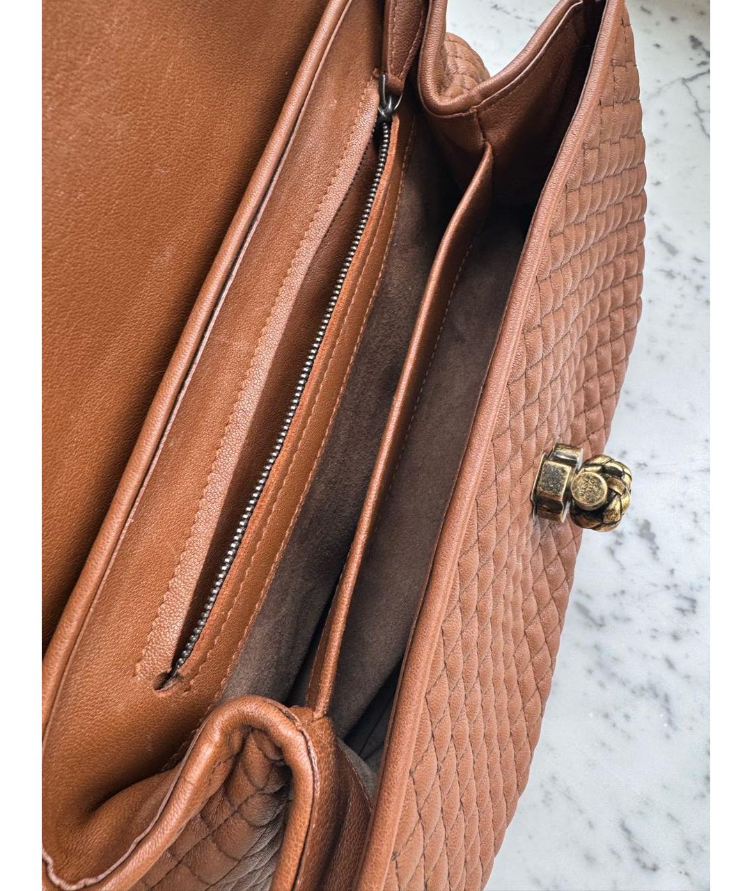 BOTTEGA VENETA Коричневая кожаная сумка через плечо, фото 3