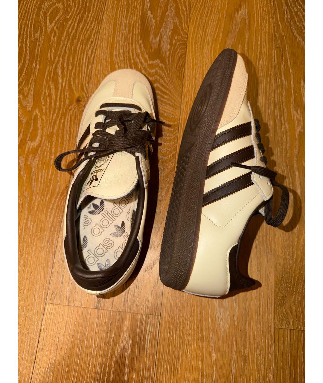 ADIDAS Бежевые кожаные кроссовки, фото 4