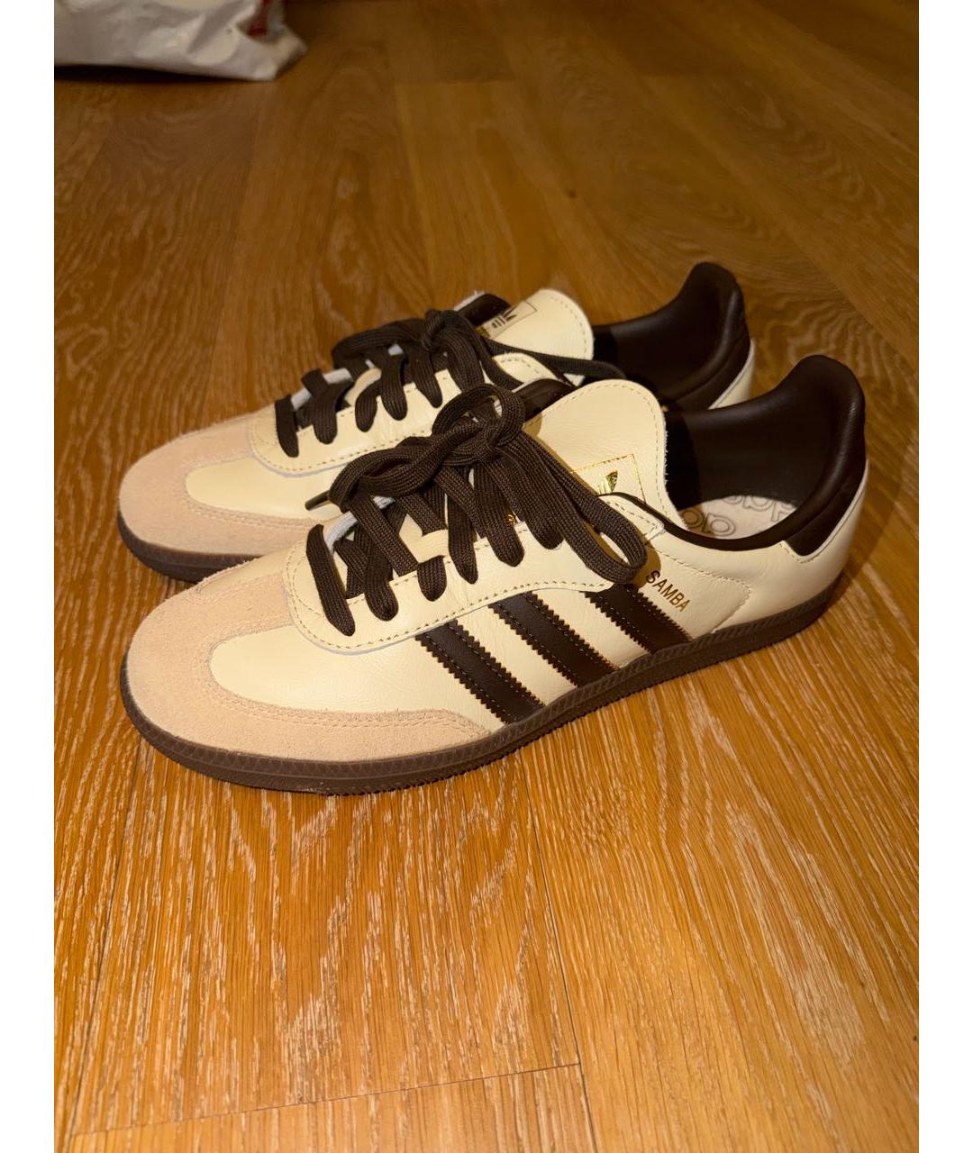 ADIDAS Бежевые кожаные кроссовки, фото 2