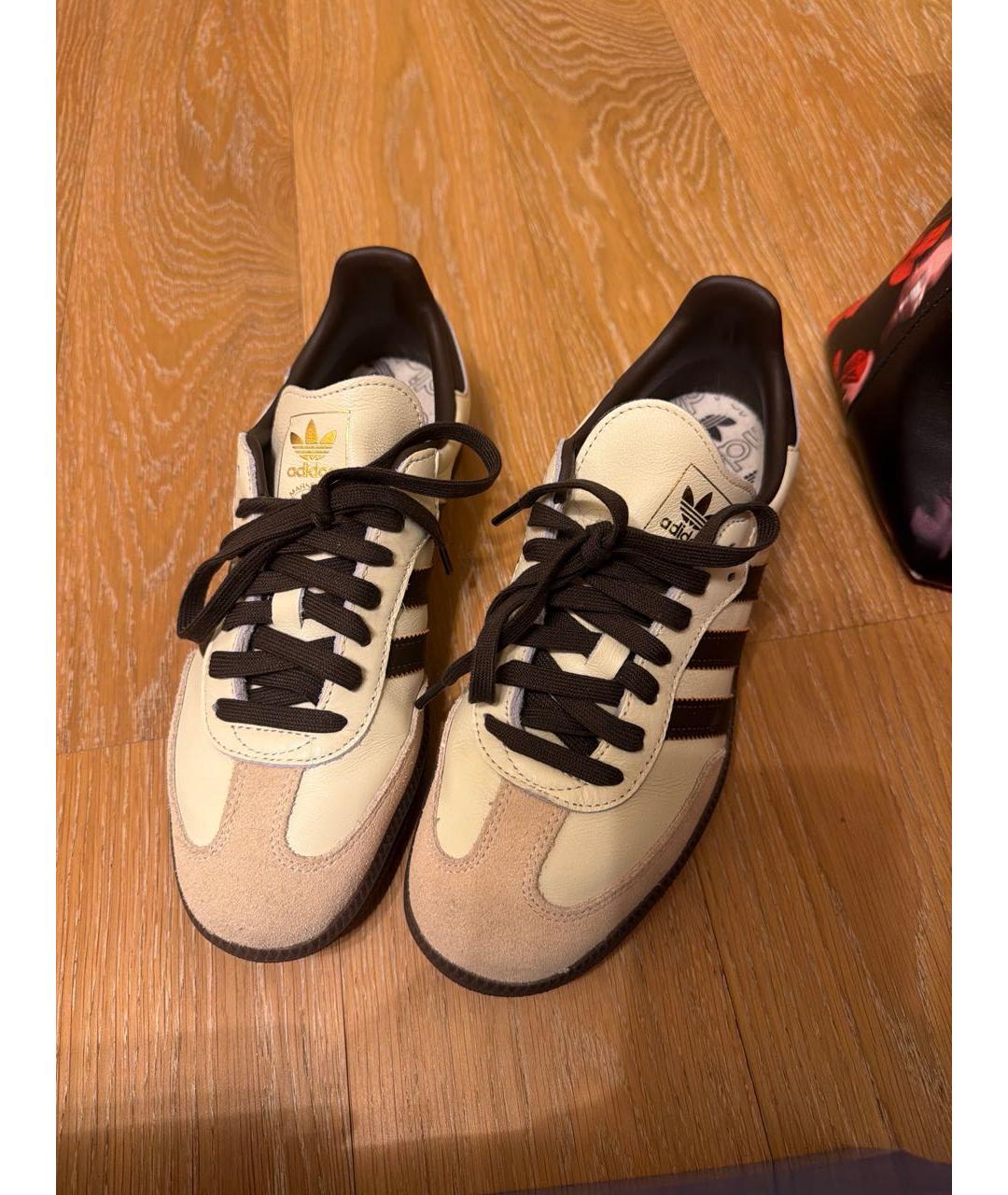 ADIDAS Бежевые кожаные кроссовки, фото 5