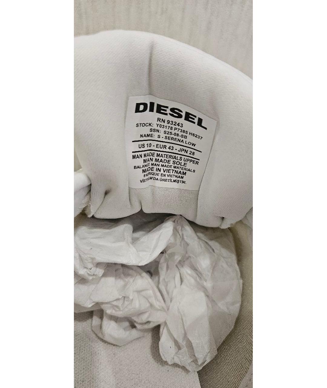 DIESEL Белые текстильные низкие кроссовки / кеды, фото 6