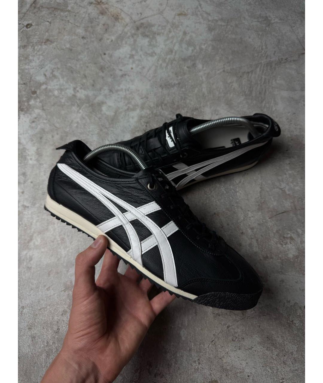 ONITSUKA TIGER Черные кожаные низкие кроссовки / кеды, фото 2