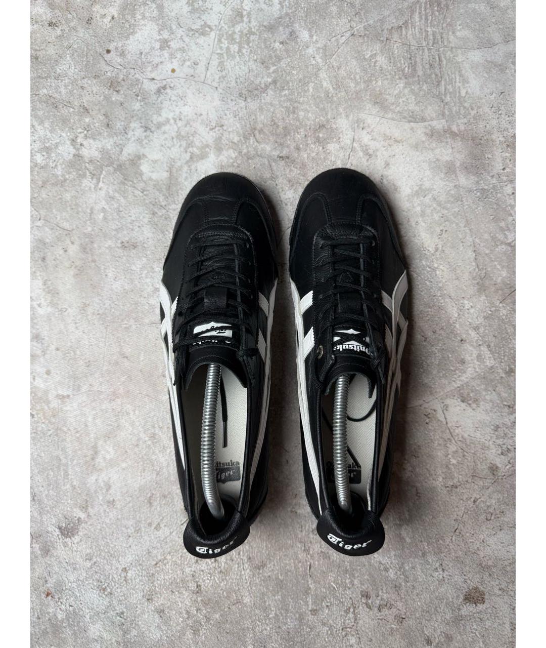 ONITSUKA TIGER Черные кожаные низкие кроссовки / кеды, фото 4