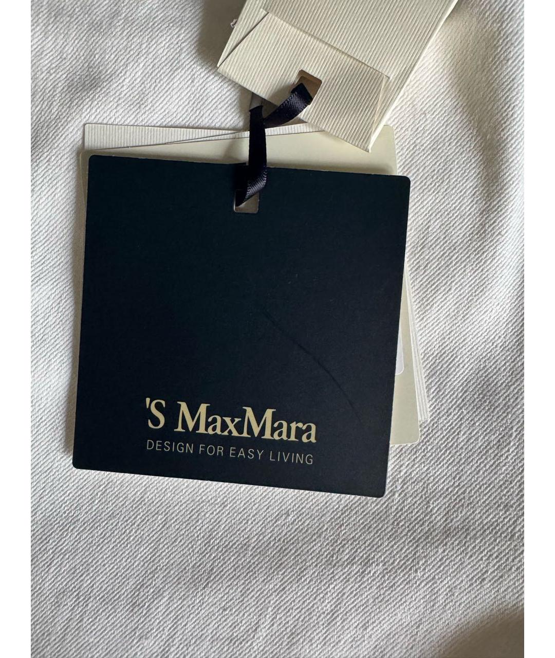 'S MAX MARA Белые хлопковые прямые джинсы, фото 5