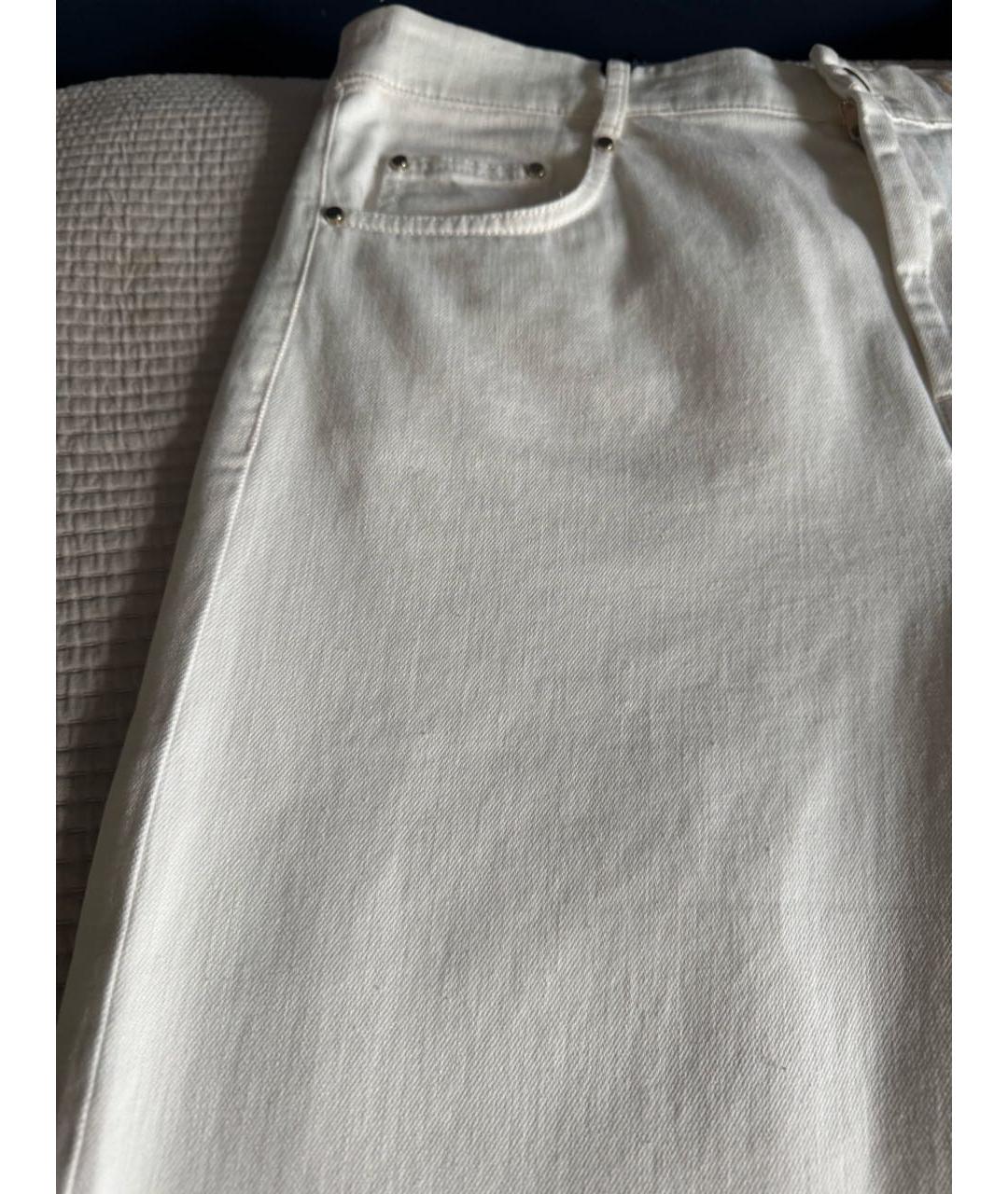 'S MAX MARA Белые хлопковые прямые джинсы, фото 3