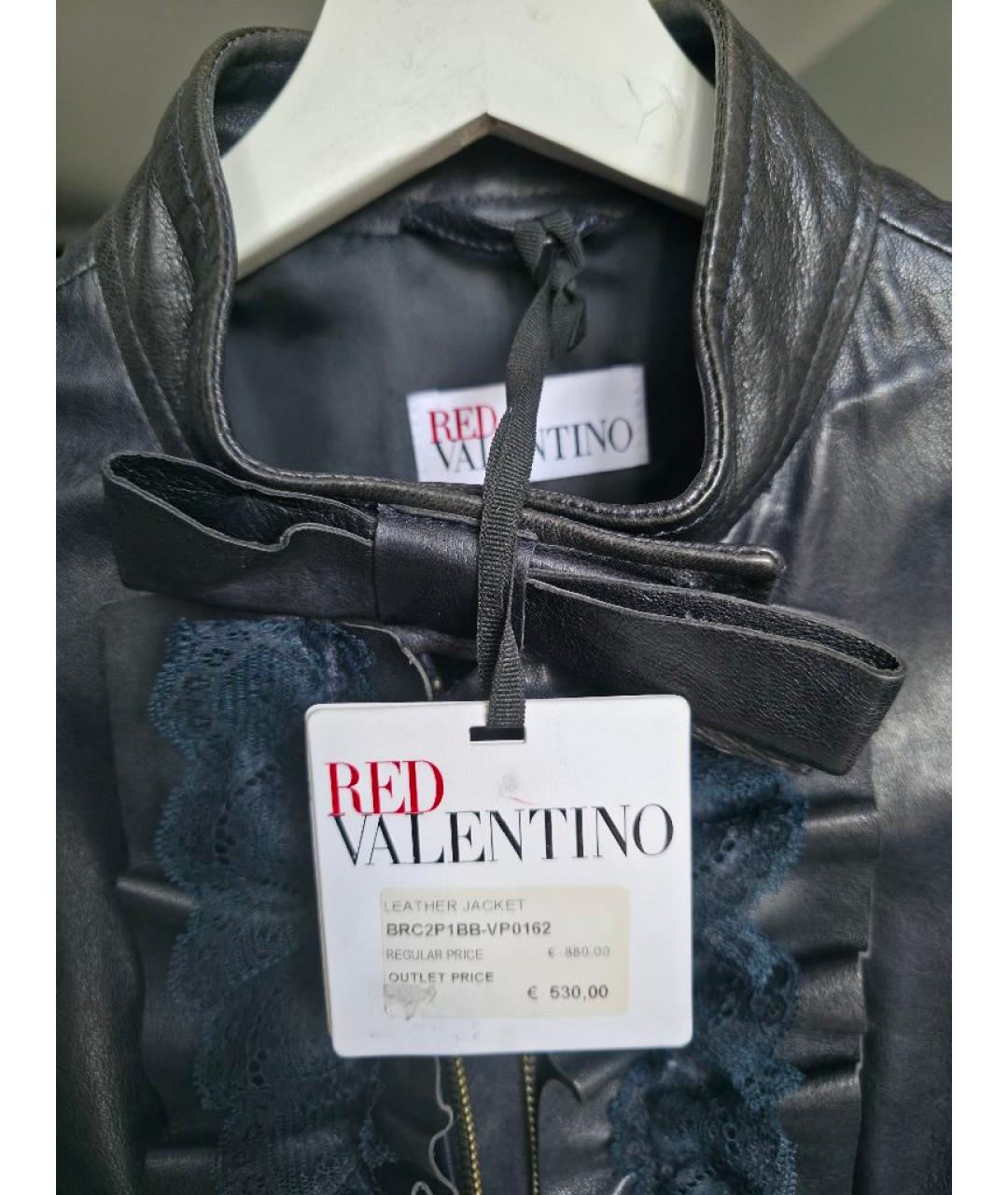 RED VALENTINO Черная кожаная куртка, фото 4