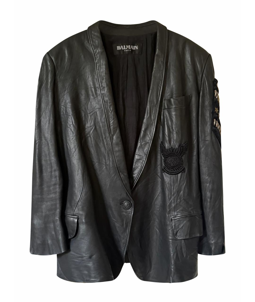 BALMAIN Черная кожаная куртка, фото 1