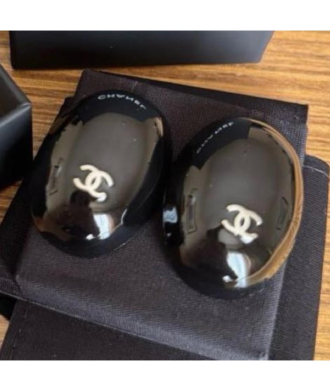 CHANEL Черные серьги, фото 2