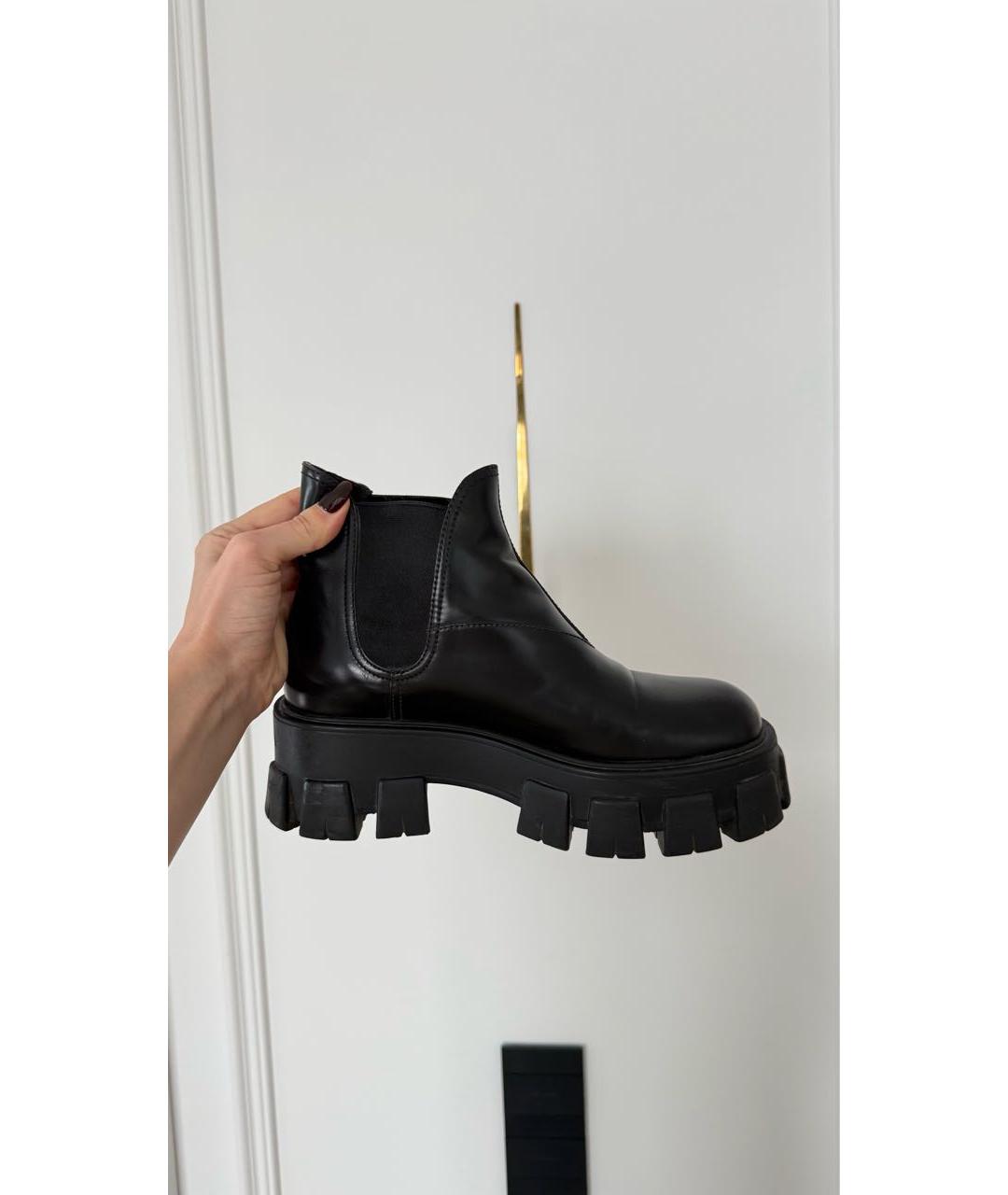 PRADA Черные кожаные ботинки, фото 5