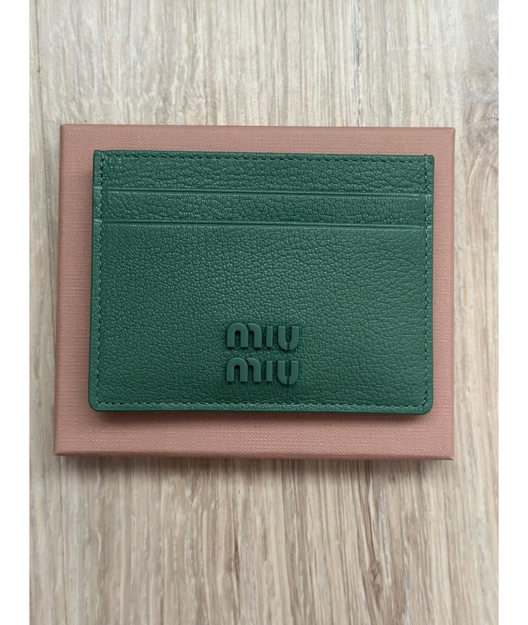 MIU MIU Зеленый кожаный кардхолдер, фото 3