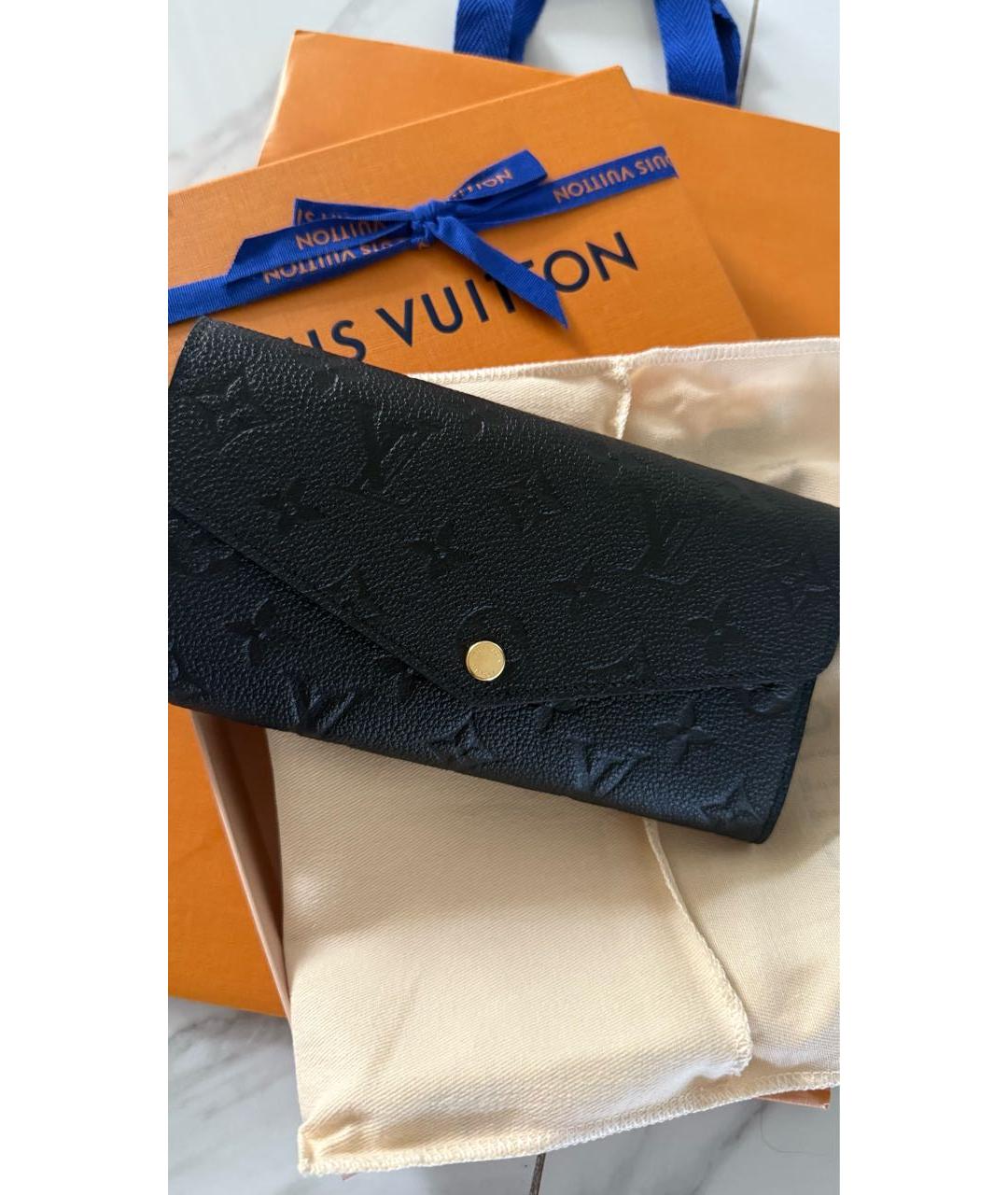 LOUIS VUITTON Черный кожаный кошелек, фото 2