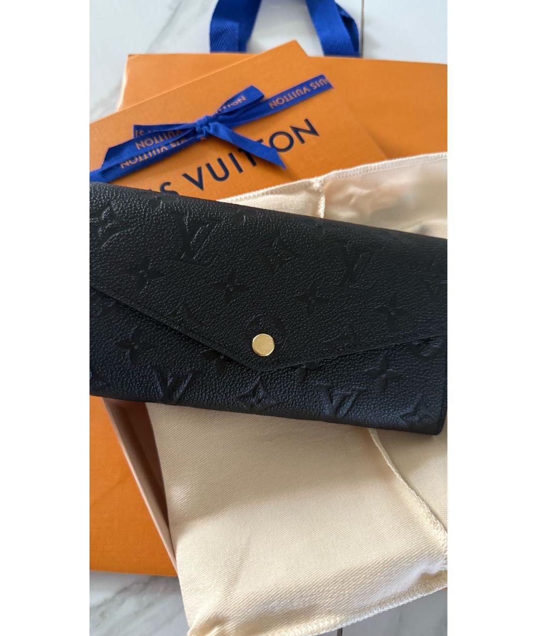 LOUIS VUITTON Черный кожаный кошелек, фото 7