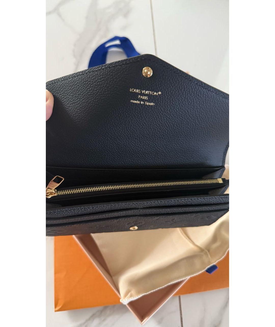LOUIS VUITTON Черный кожаный кошелек, фото 3