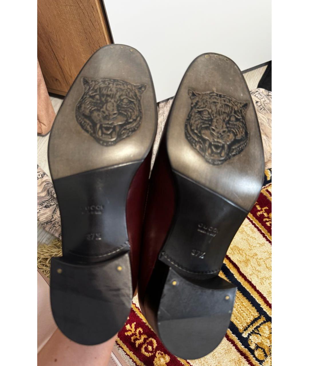 GUCCI Бордовые кожаные лоферы, фото 7