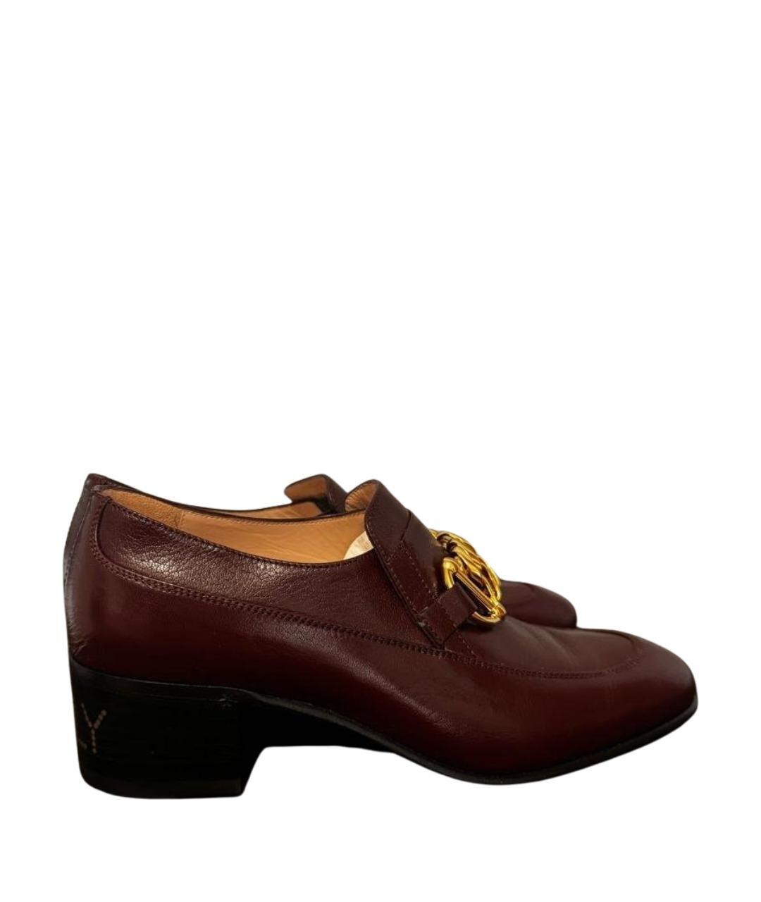 GUCCI Бордовые кожаные лоферы, фото 1