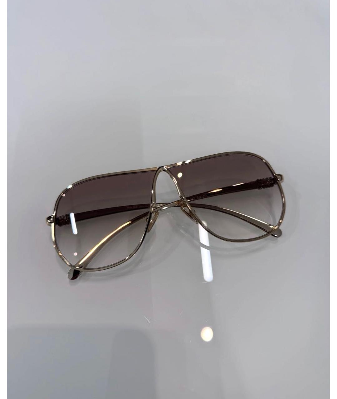 MIU MIU Золотые металлические солнцезащитные очки, фото 3