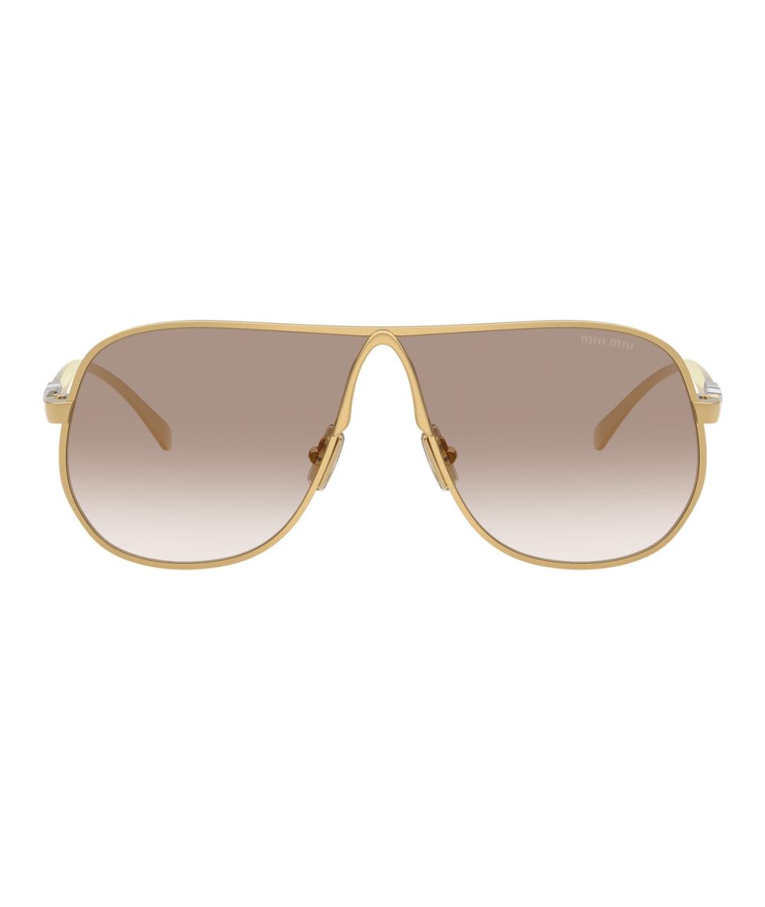 MIU MIU Золотые металлические солнцезащитные очки, фото 1