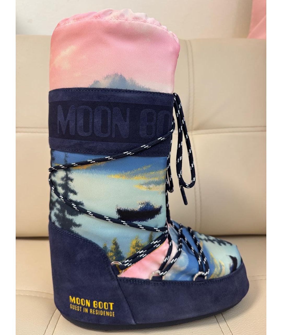 MOON BOOT Синие замшевые сапоги, фото 9