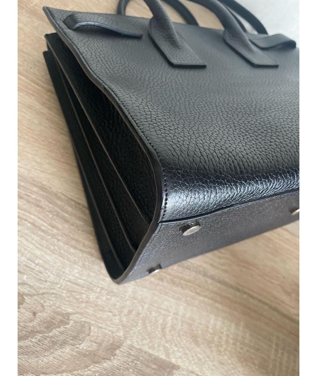 SAINT LAURENT Черная кожаная сумка с короткими ручками, фото 6