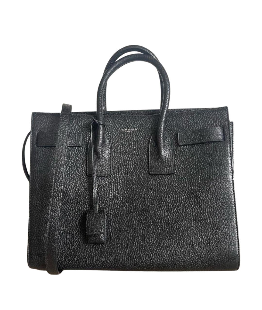 SAINT LAURENT Черная кожаная сумка с короткими ручками, фото 1