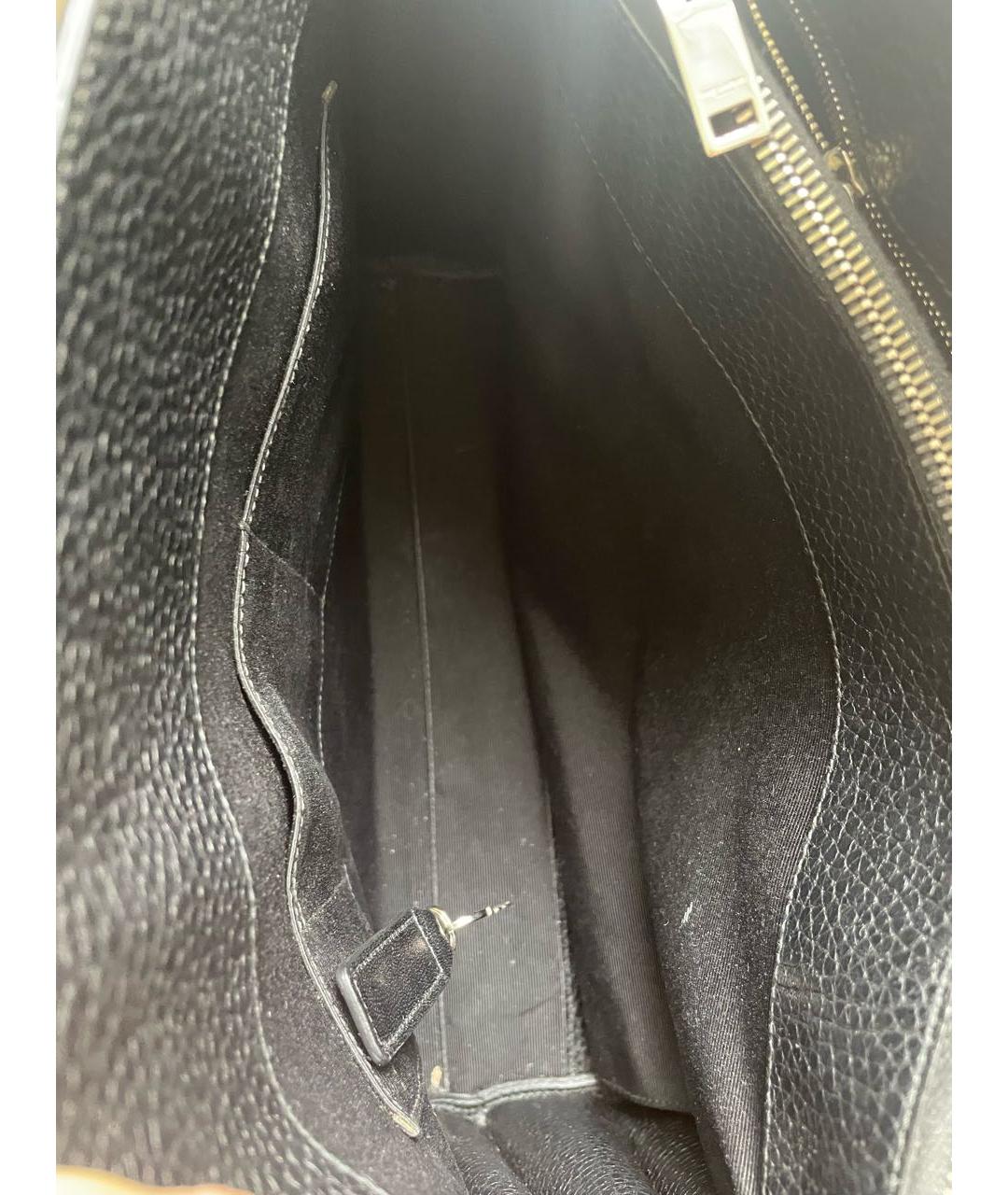 SAINT LAURENT Черная кожаная сумка с короткими ручками, фото 7