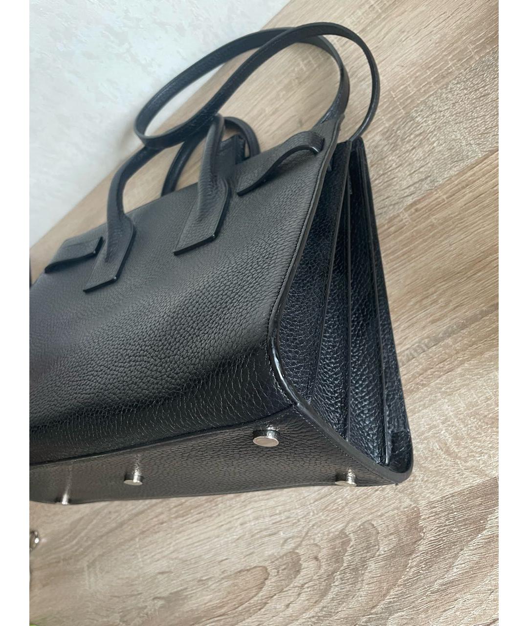 SAINT LAURENT Черная кожаная сумка с короткими ручками, фото 5