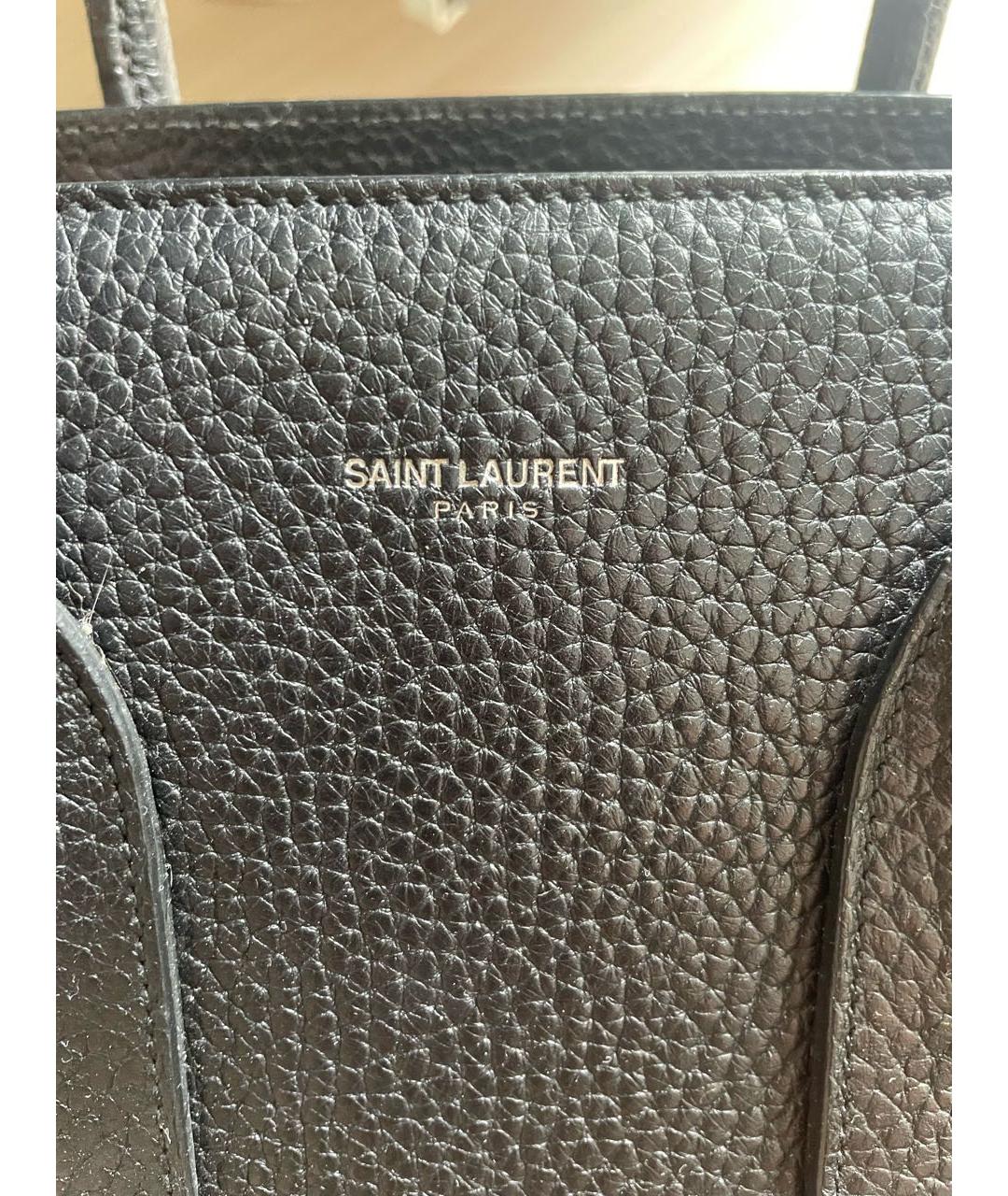 SAINT LAURENT Черная кожаная сумка с короткими ручками, фото 8