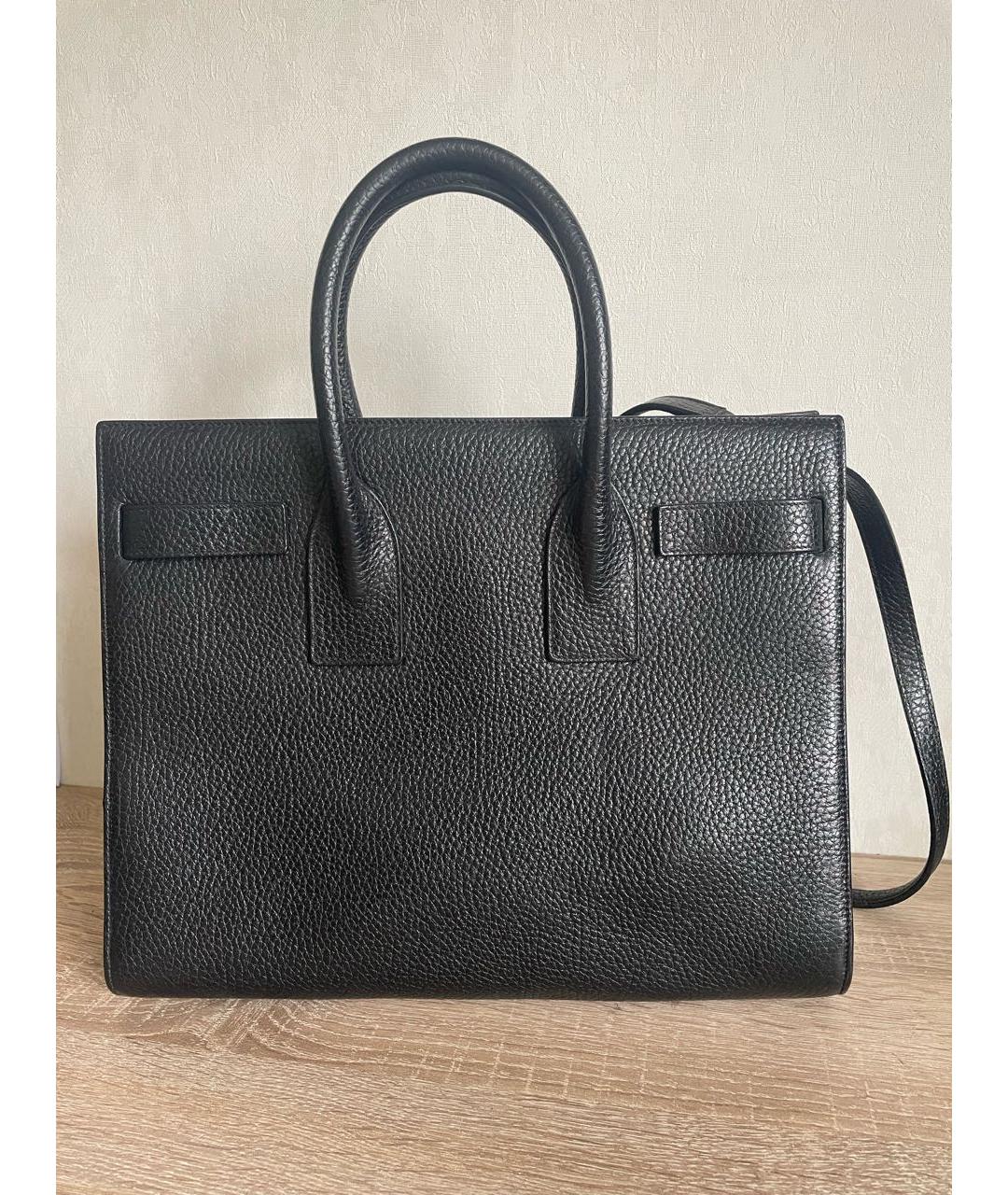 SAINT LAURENT Черная кожаная сумка с короткими ручками, фото 2